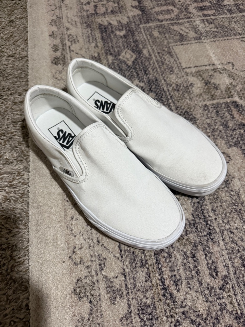 Vans White Slip-On Canvas Shoes